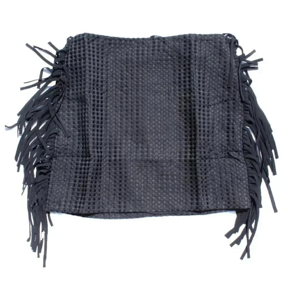 NWT ENGLISH FACTORY Black Western A-LINE MINI Skirt W/ Tassels Fringe Sz Large